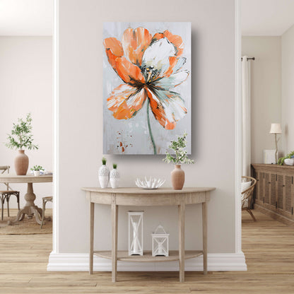 Abstracte bloem met levendige oranje tinten canvas