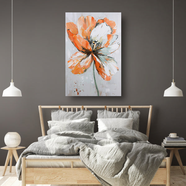 Abstracte bloem met levendige oranje tinten canvas