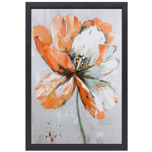 Abstracte bloem met levendige oranje tinten canvas met baklijst