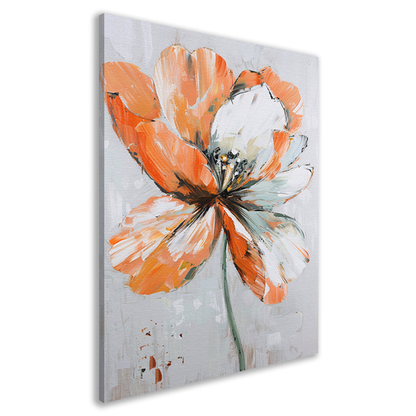 Abstracte bloem met levendige oranje tinten canvas