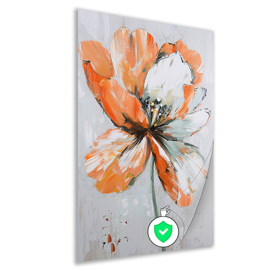 Abstracte bloem met levendige oranje tinten poster