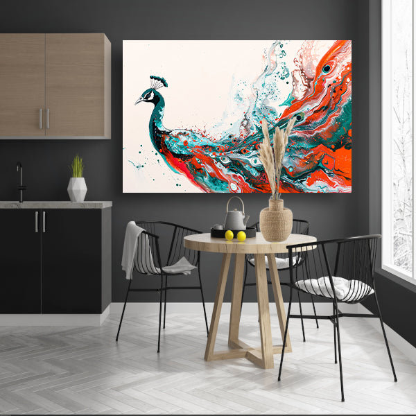 Abstracte schildering van kleurrijke pauw acrylglas