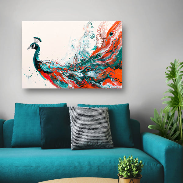 Abstracte schildering van kleurrijke pauw acrylglas