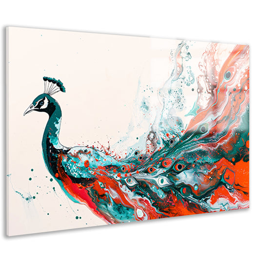Abstracte schildering van kleurrijke pauw acrylglas