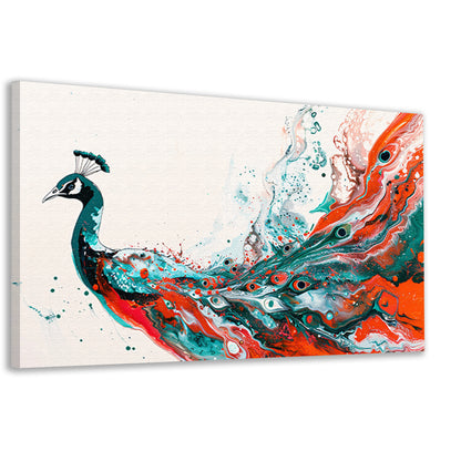Abstracte schildering van kleurrijke pauw canvas