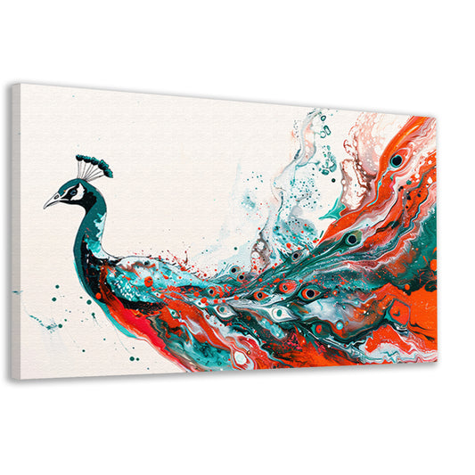 Abstracte schildering van kleurrijke pauw canvas