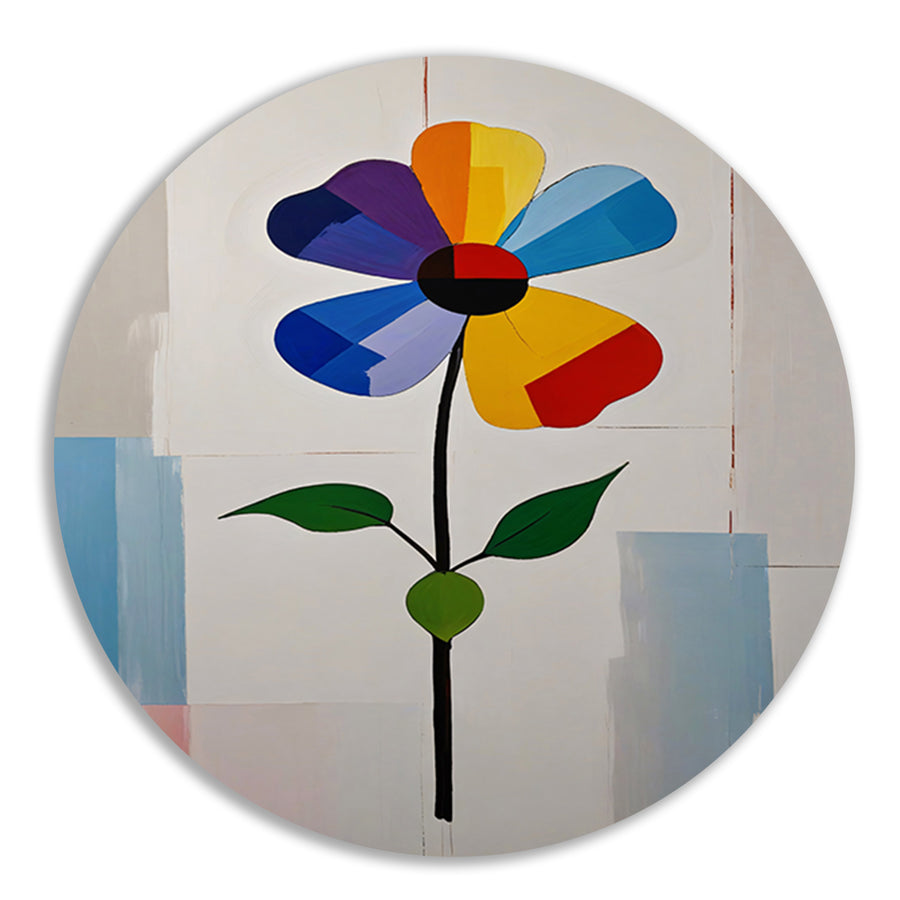 Abstracte Weergave van Kleurrijke Bloem aluminium muurcirkel