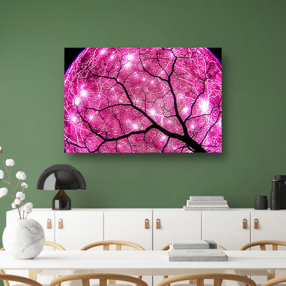 Abstracte boom met fel lichtstralen canvas