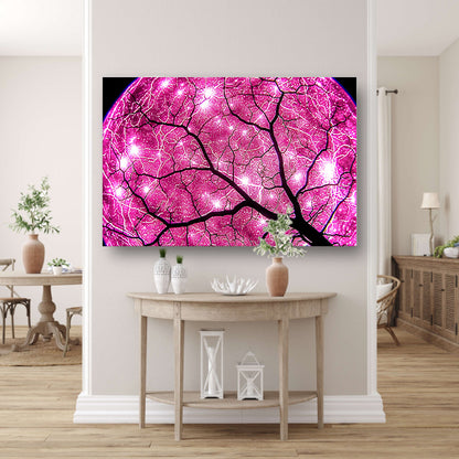 Abstracte boom met fel lichtstralen canvas