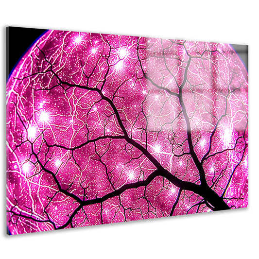 Abstracte boom met fel lichtstralen acrylglas