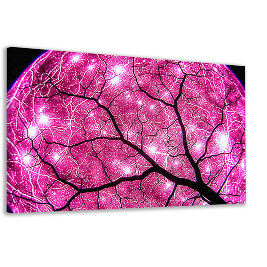 Abstracte boom met fel lichtstralen canvas