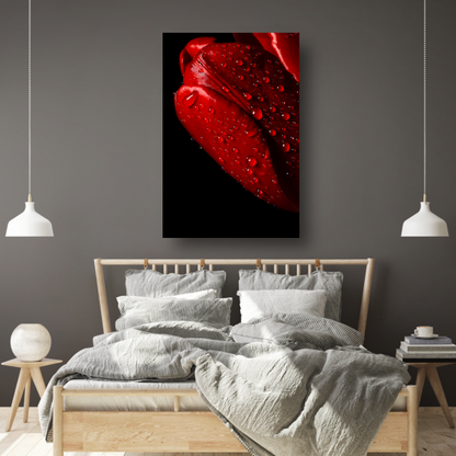Rode Tulp met Dauwdruppels poster