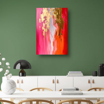 Abstract Expressionistisch Schilderij met Rode en Gouden Tinten acrylglas