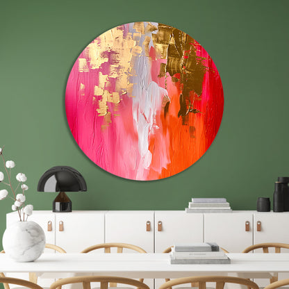 Abstract Expressionistisch Schilderij met Rode en Gouden Tinten forex muurcirkel