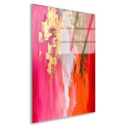 Abstract Expressionistisch Schilderij met Rode en Gouden Tinten acrylglas