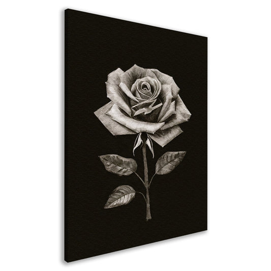 Minimalistische Charcoal Tekening van een Roos canvas