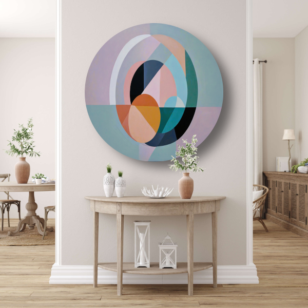 Pasteltinten en Geometrie in Minimalistisch Design aluminium muurcirkel