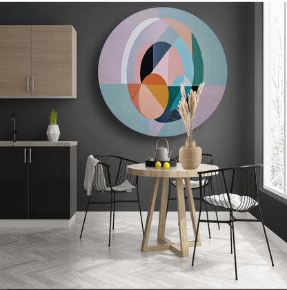 Pasteltinten en Geometrie in Minimalistisch Design aluminium muurcirkel