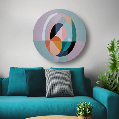 Pasteltinten en Geometrie in Minimalistisch Design aluminium muurcirkel