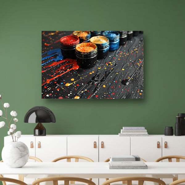 Abstract potten stilleven canvas met baklijst