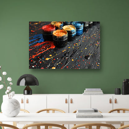 Abstract potten stilleven canvas met baklijst