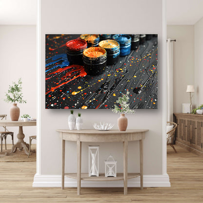 Abstract potten stilleven canvas met baklijst