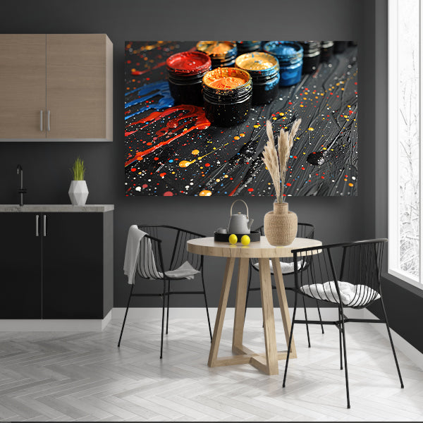 Abstract potten stilleven canvas met baklijst