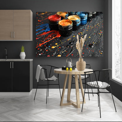 Abstract potten stilleven canvas met baklijst