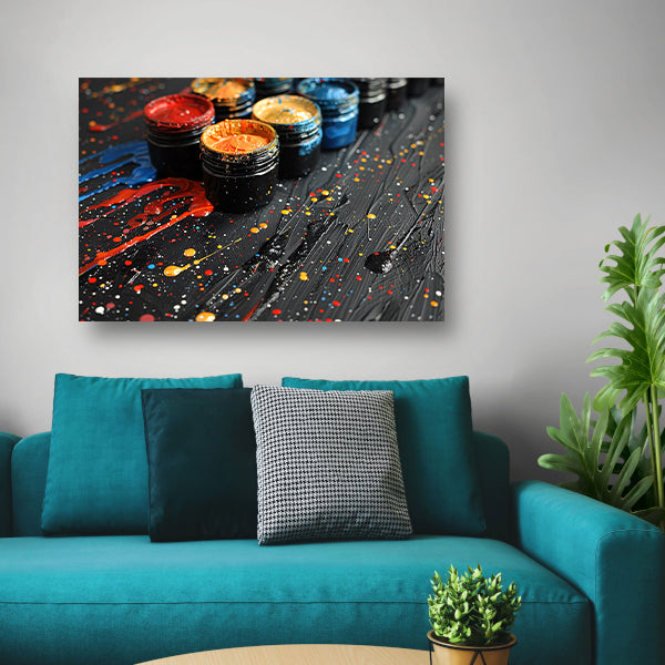 Abstract potten stilleven canvas met baklijst