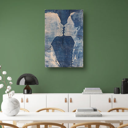 Abstract portret van twee gezichten canvas met baklijst