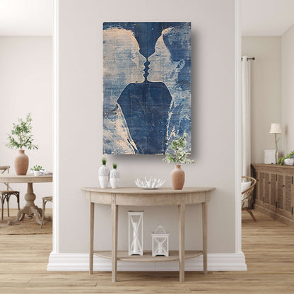 Abstract portret van twee gezichten canvas met baklijst