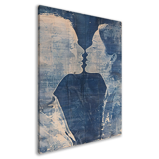 Abstract portret van twee gezichten canvas