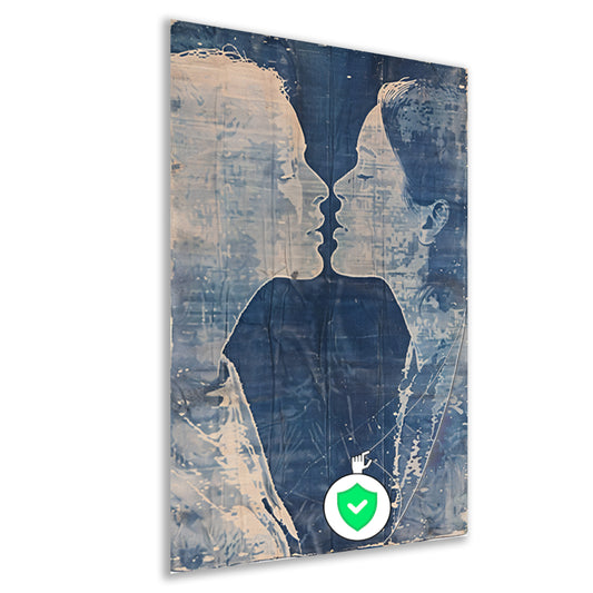 Abstract portret van twee gezichten poster