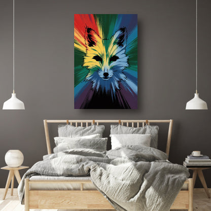 Kleurrijke abstracte vossenkop op canvas poster