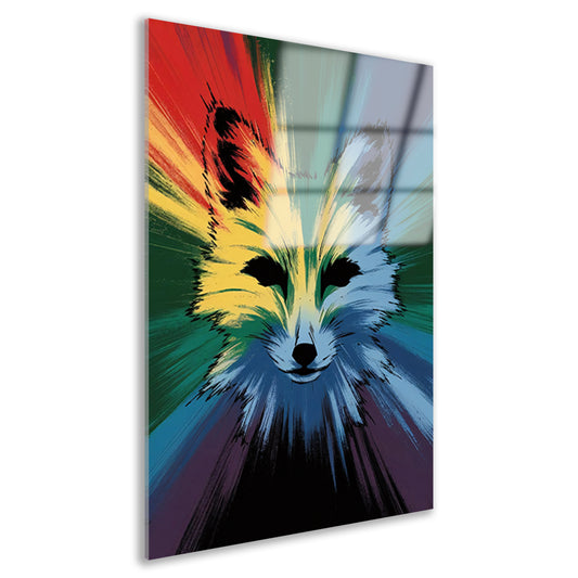 Kleurrijke abstracte vossenkop op canvas acrylglas