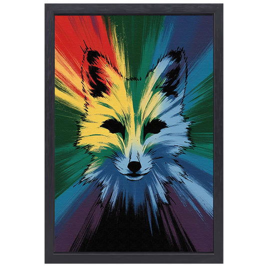 Kleurrijke abstracte vossenkop op canvas canvas met baklijst