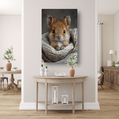 Schattig dier gewikkeld in warme deken canvas met baklijst