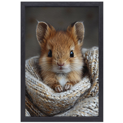 Schattig dier gewikkeld in warme deken canvas met baklijst
