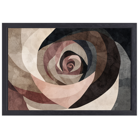 Sepia Spiralen - Abstract Geometrisch Patroon canvas met baklijst