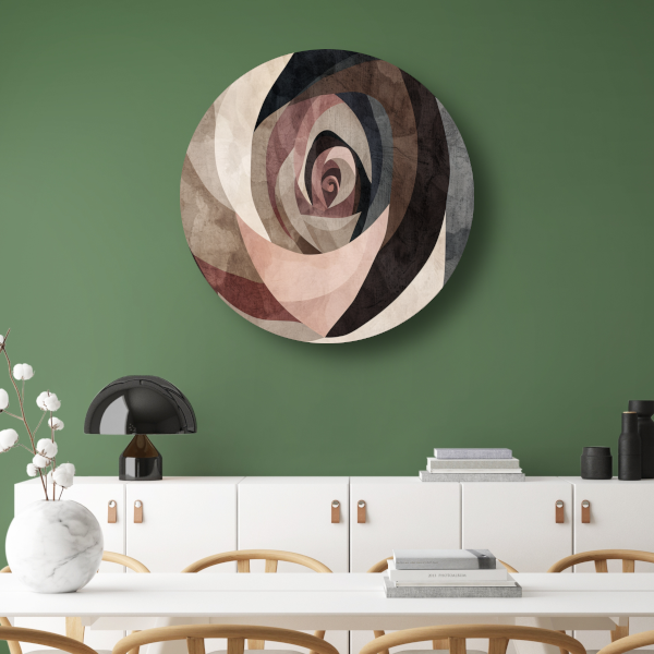 Sepia Spiralen - Abstract Geometrisch Patroon aluminium muurcirkel