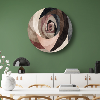 Sepia Spiralen - Abstract Geometrisch Patroon aluminium muurcirkel