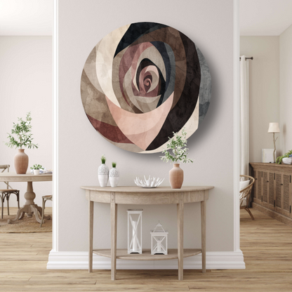 Sepia Spiralen - Abstract Geometrisch Patroon aluminium muurcirkel