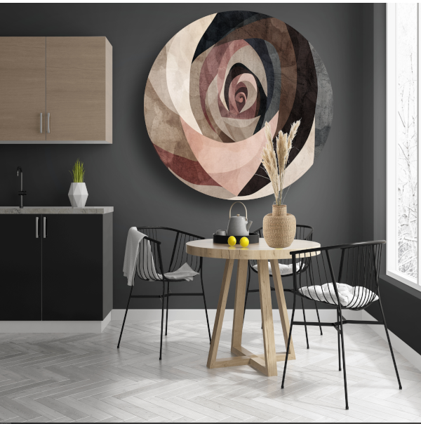 Sepia Spiralen - Abstract Geometrisch Patroon aluminium muurcirkel