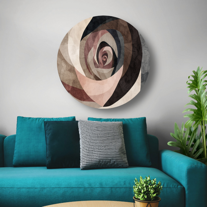 Sepia Spiralen - Abstract Geometrisch Patroon aluminium muurcirkel