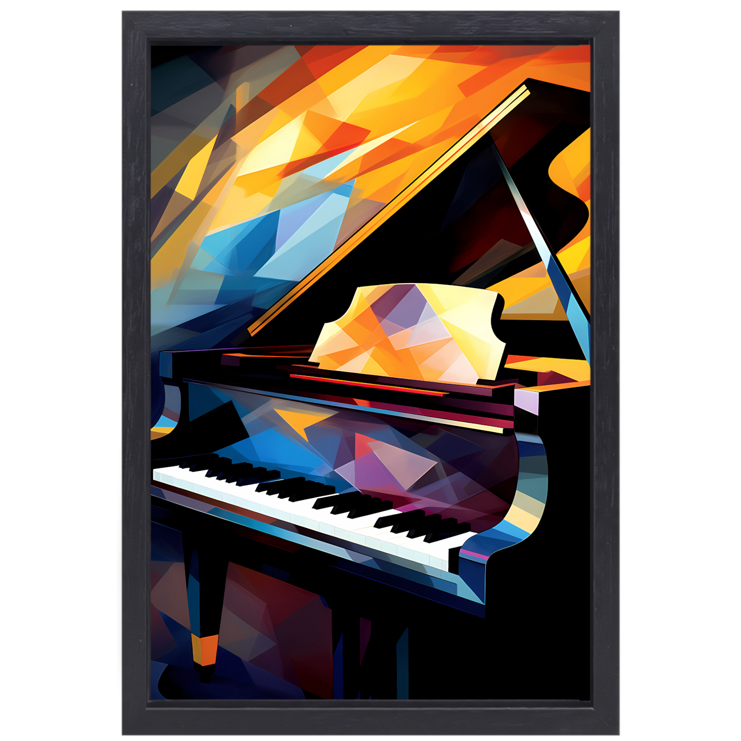 Abstracte Piano in Kleurrijke Chaos canvas met baklijst
