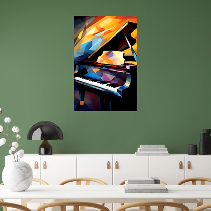 Abstracte Piano in Kleurrijke Chaos canvas met baklijst