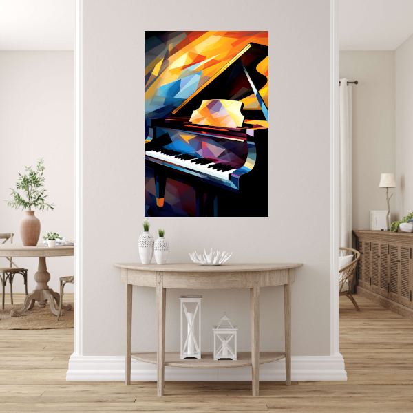 Abstracte Piano in Kleurrijke Chaos poster