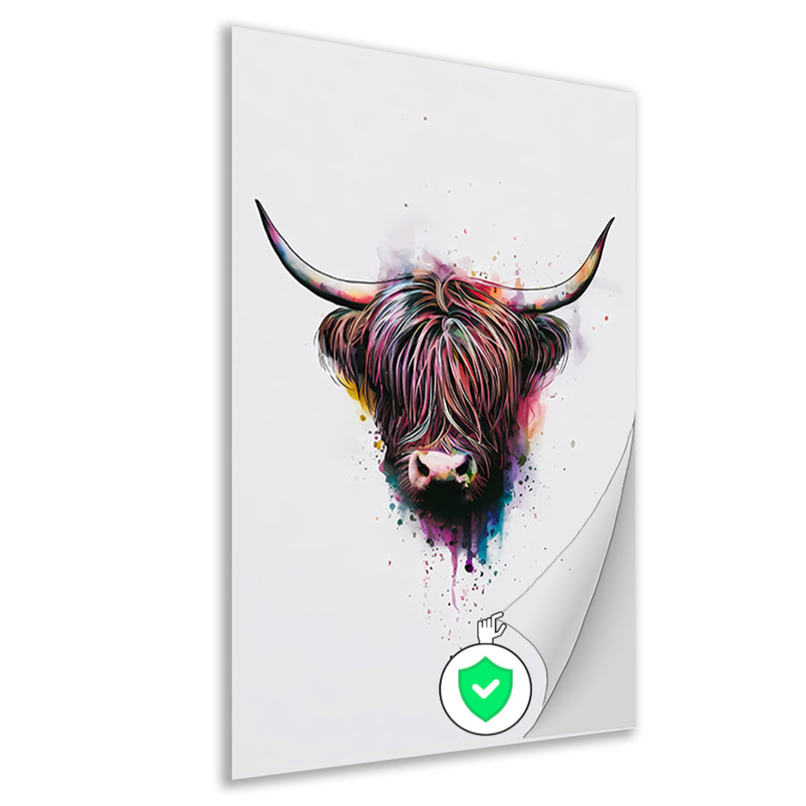 Explosie van Kleur: Abstracte Schotse hooglander poster