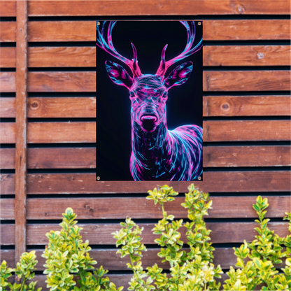 Neon hert in futuristisch lichtontwerp tuinposter
