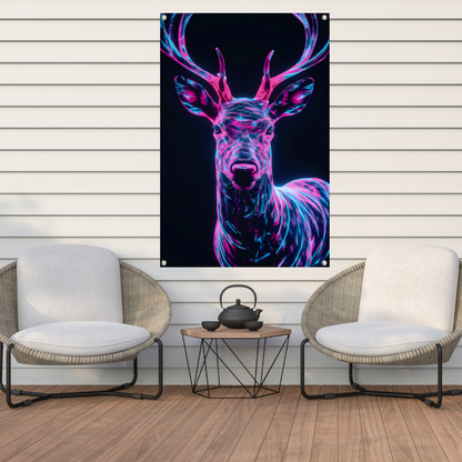 Neon hert in futuristisch lichtontwerp tuinposter